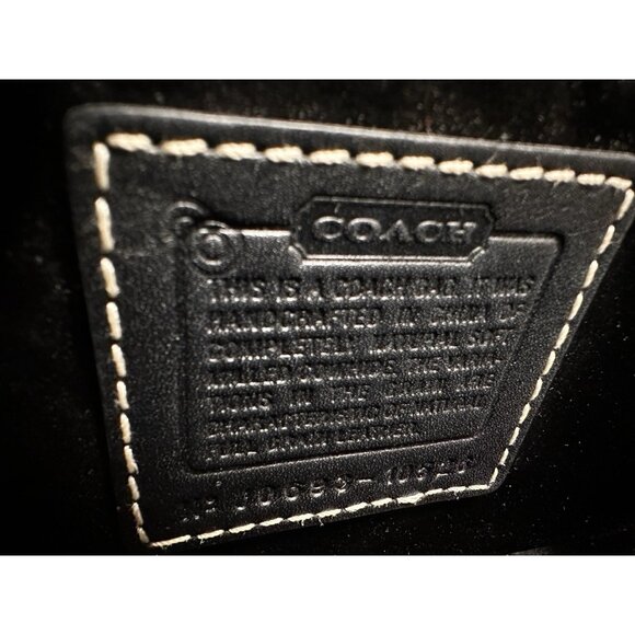 Vintage Coach‎ Black Satchel Tote J0693-10526 White Stitching Double Handle - Picture 9 of 13